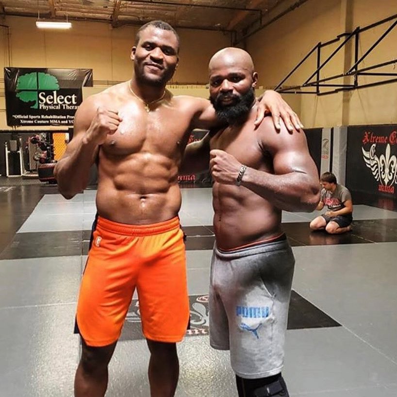 Carlos Takam and Francis Ngannou after a training Session