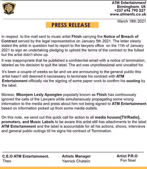 Press Release - ATM Entertainment