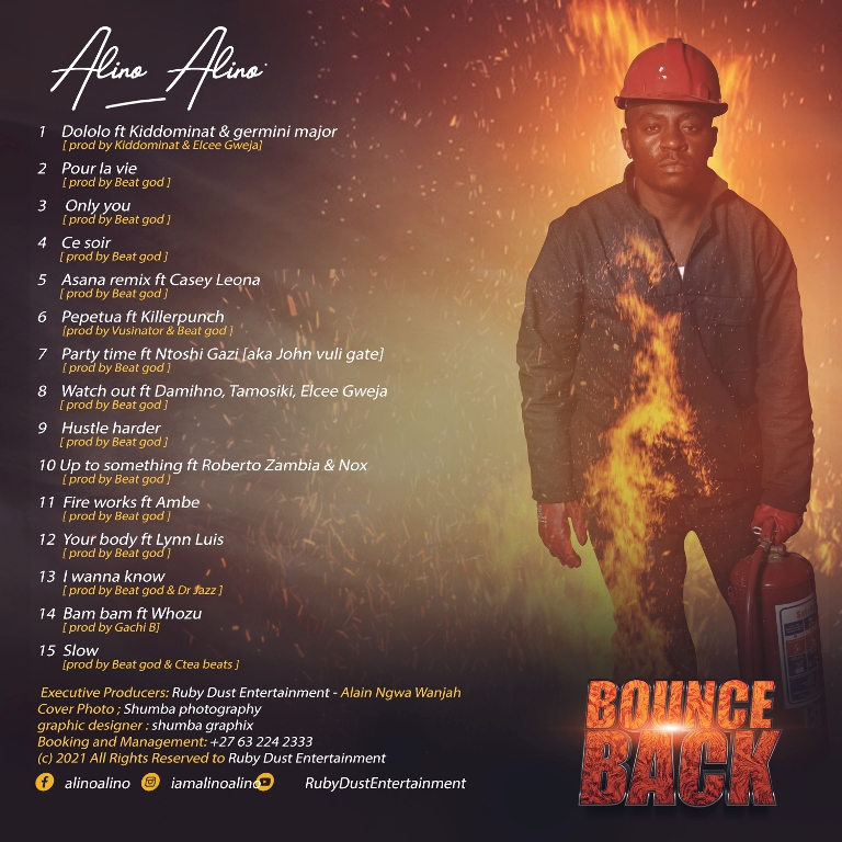 Official TrackList Art of Alino Alino - Bounce Back Album