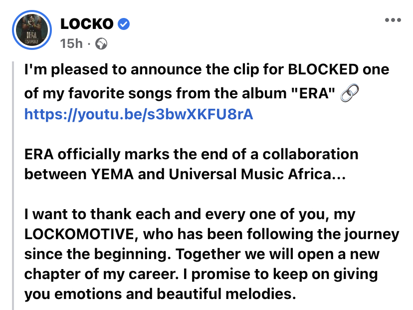 LOCKO Terminates Contract With Universal Music Africa