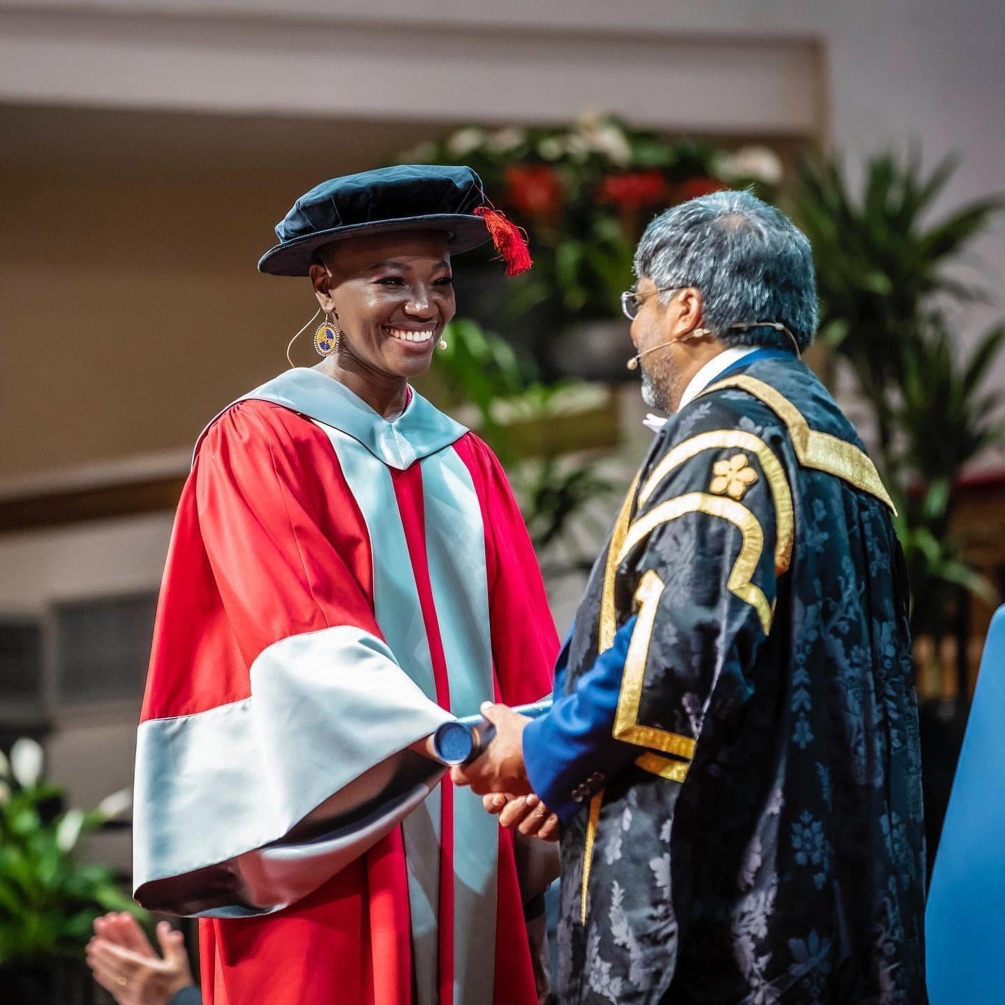 Cameroonian Actress Constance Ejuma bags Honorary Doctorate Degree from University of Leicester