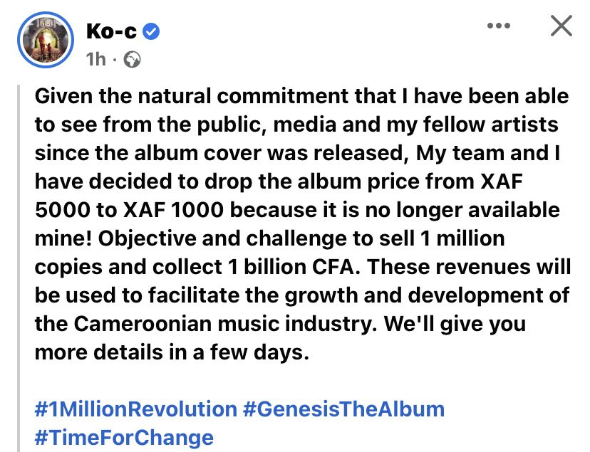 Ko-C plans on raising 1 billion frs from his “GENESIS” album