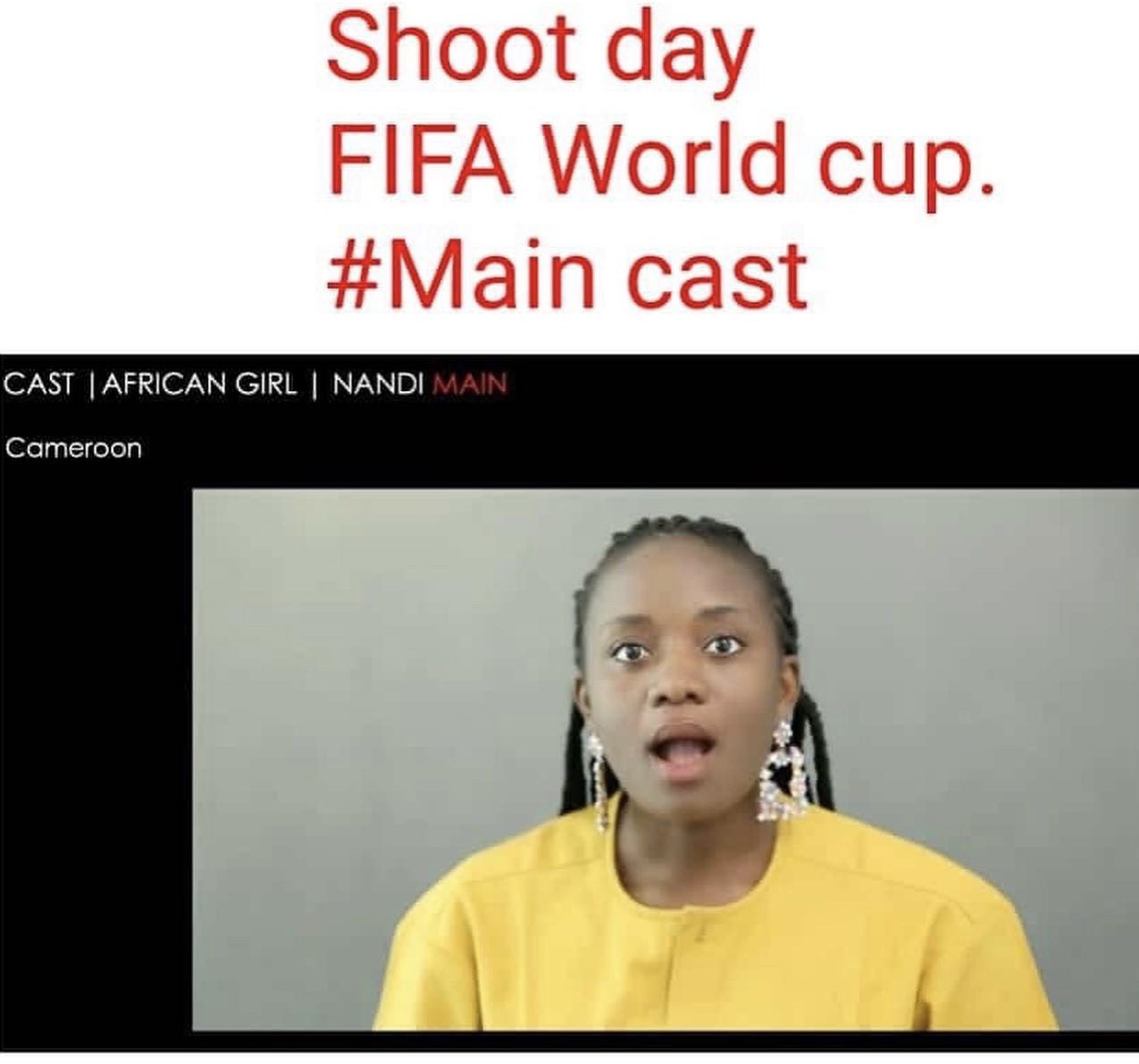 Cameroonian Commercial Model Fon Othans craps an Advertisement deal with the Fifa World Cup