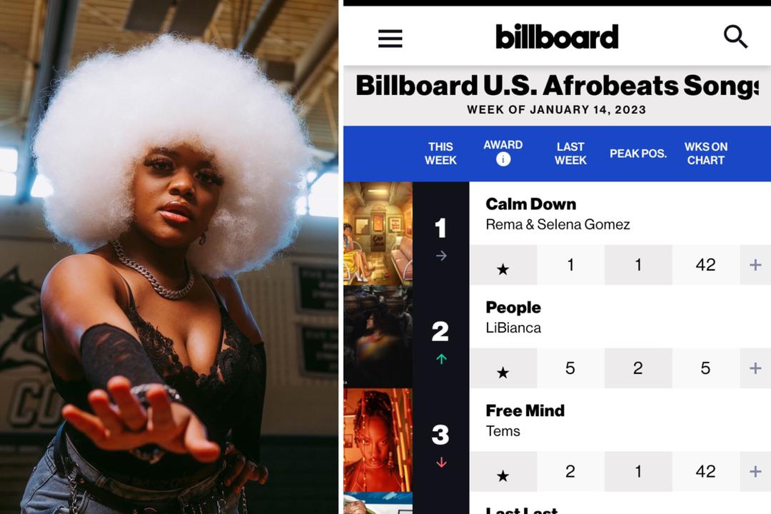 Libianca’s “People” Climbs to No. 2 on the Billboard U.S Afrobeats Song Charts