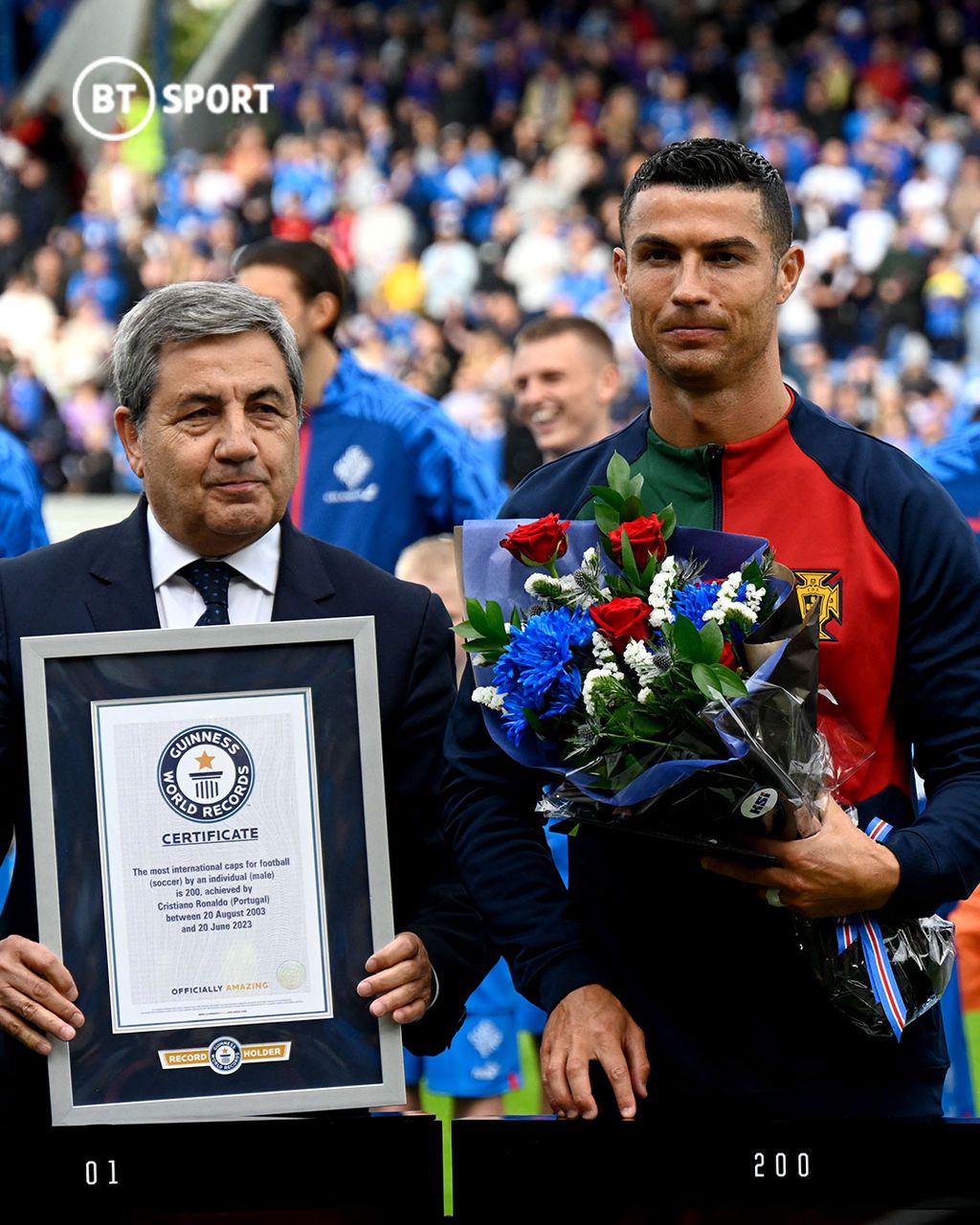 Cristiano Ronaldo receives Guinness World Records certificate