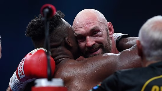 Ngannou and Fury Hugs after their Duel