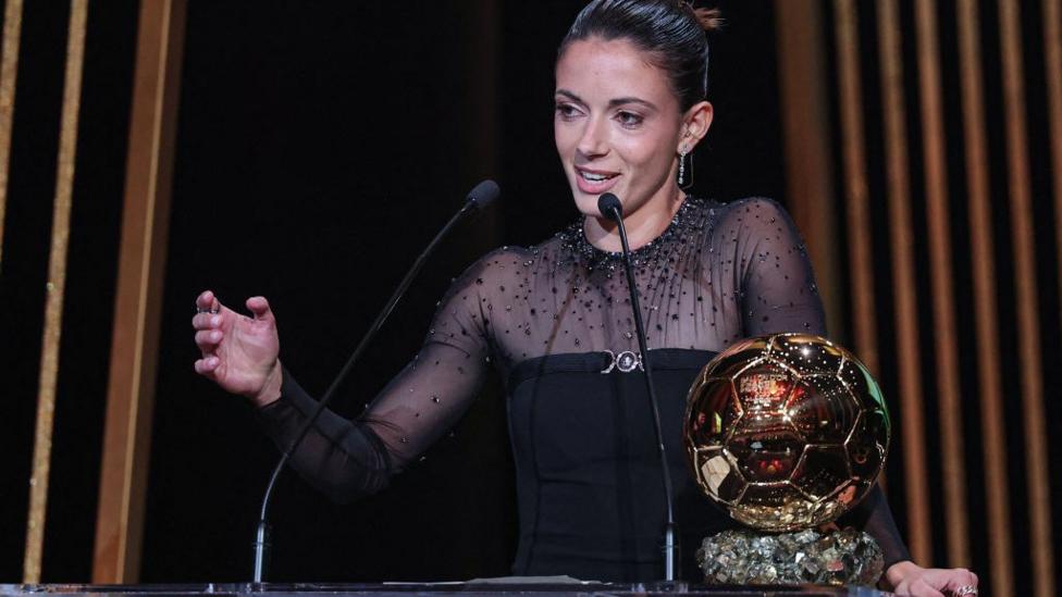 Spain's Aitana Bonmati wins the award at the Ballon d'Or