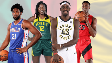 Cameroonians playing in the NBA From Left (Embiid, Fonkam, Siakam, Koloko)